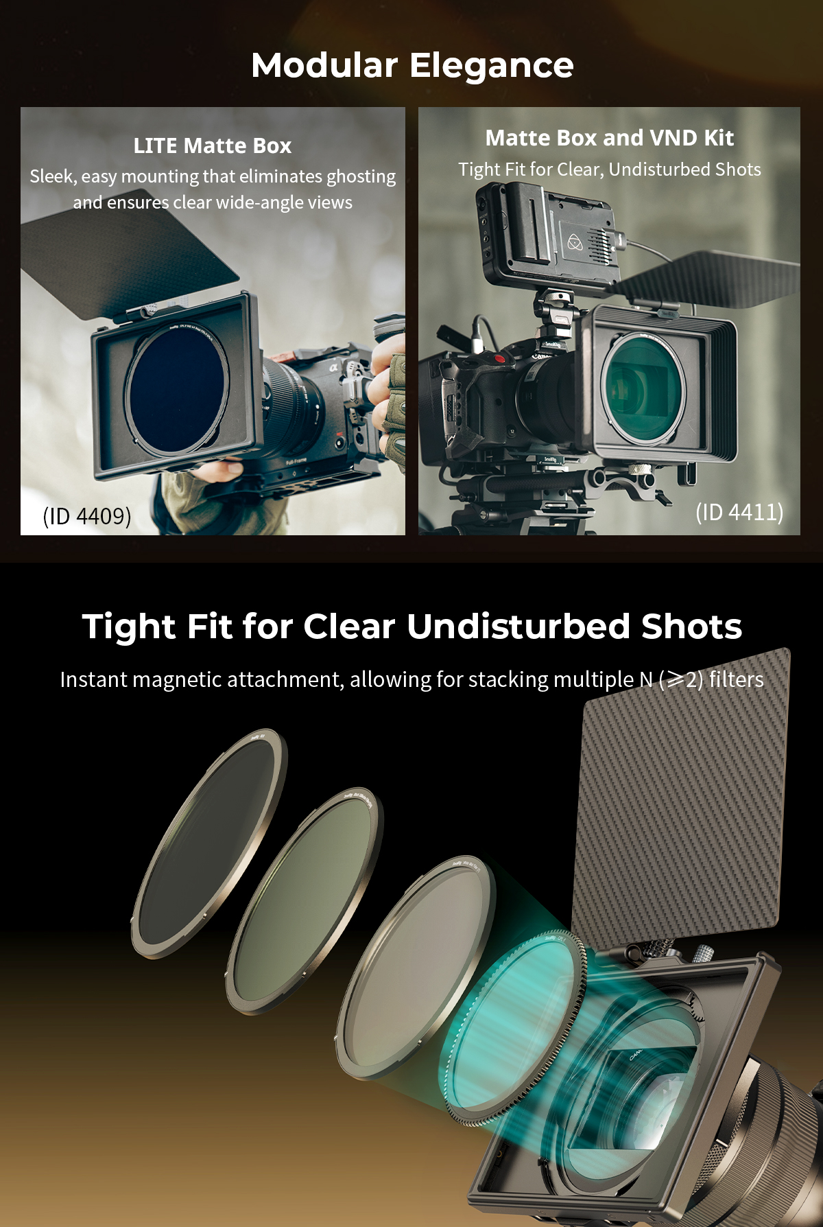 SmallRig Filter Kit /Matte Box with Adjustable Clamp and VND Kit #4409 ...