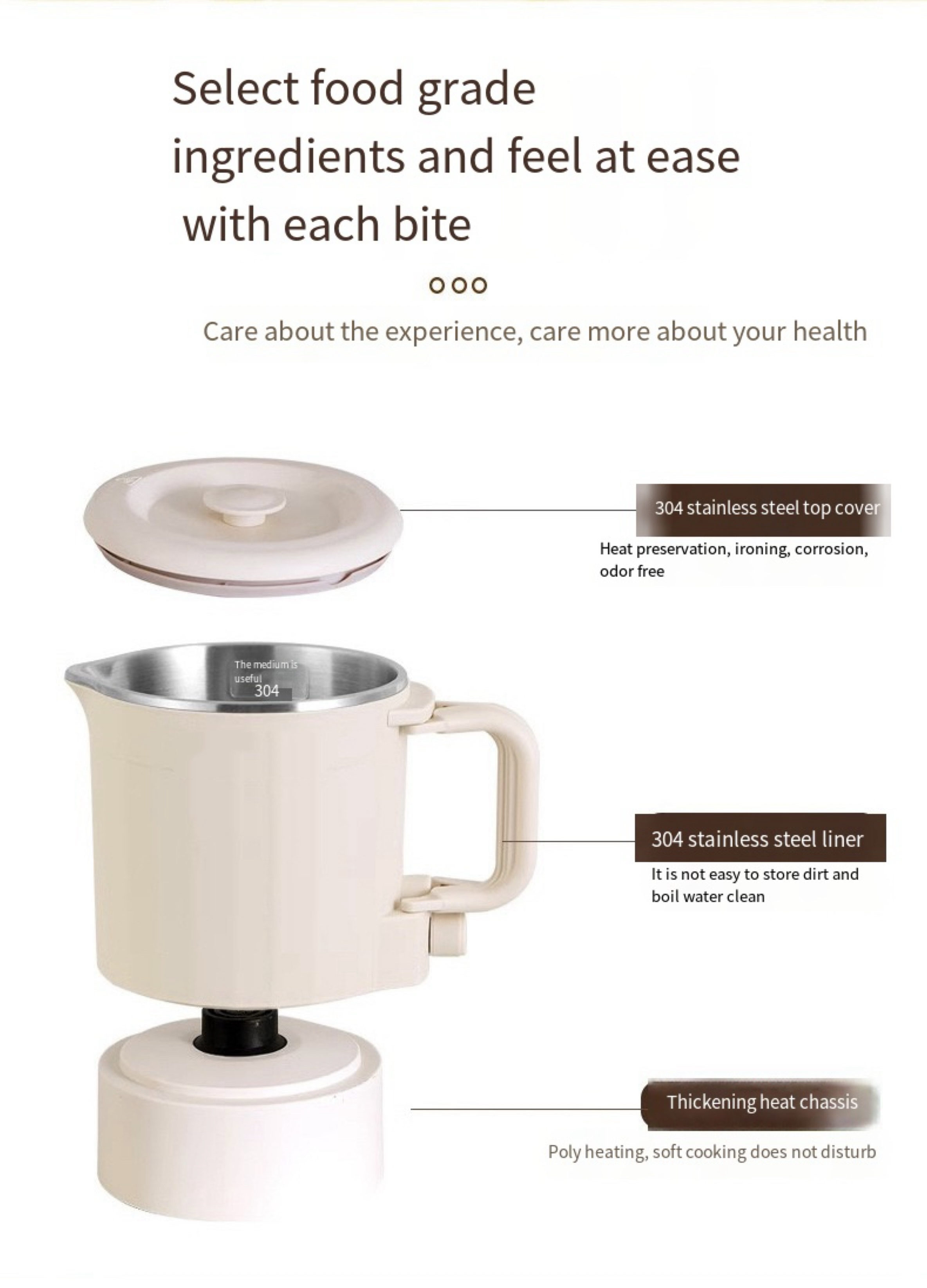 800ml 2-in-1 Small Portable Electric Kettle Travel Multifunctional Rice ...