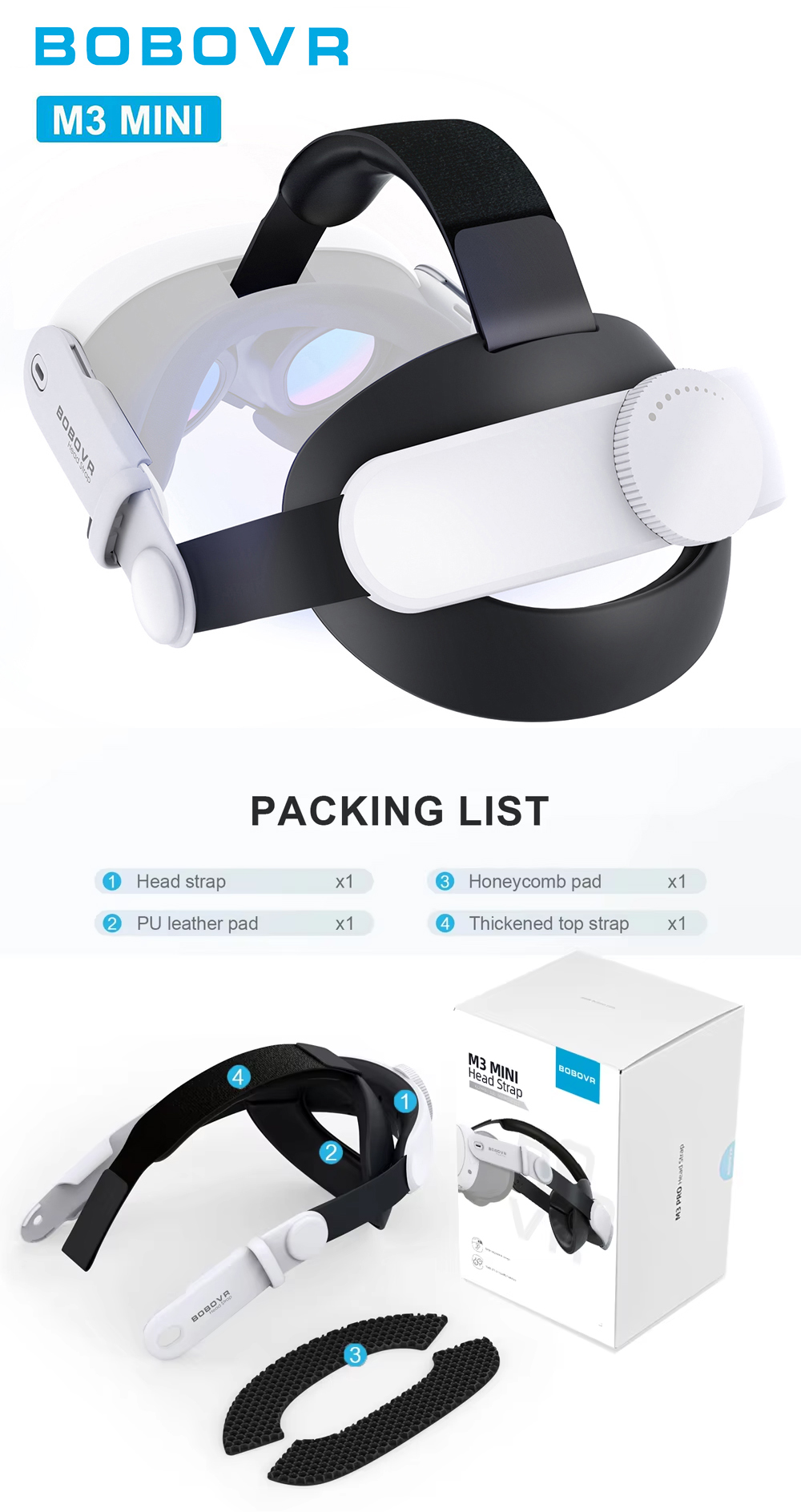 BOBOVR Head Strap Suitable for Meta Quest 3 M3 Max S3 Pro Super Strap ...