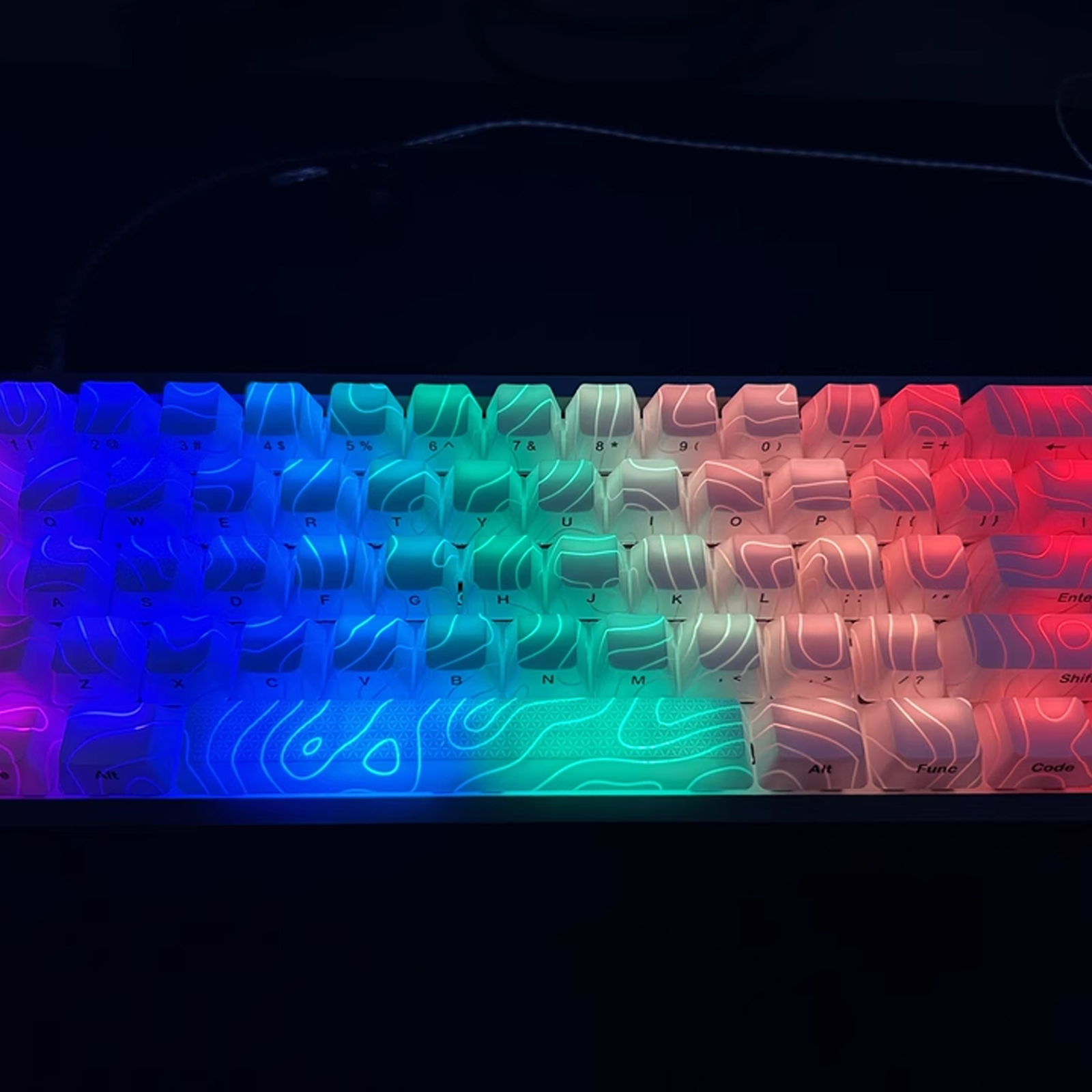 Contour 2.0 LED Translucent Keycap OEM Profile 61/118 Keys PBT Letter ...