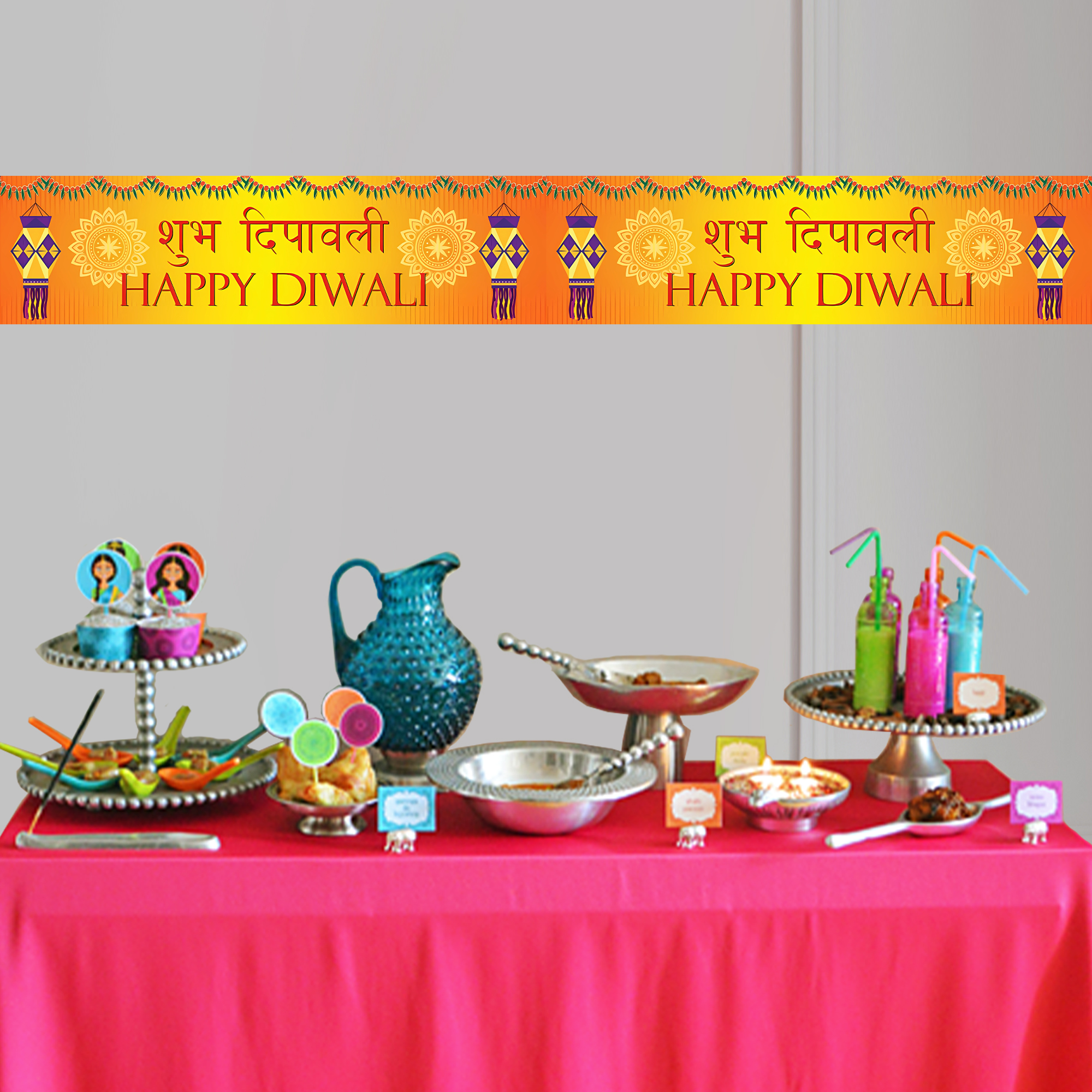 Cheereveal Diwali Fabric Banner, Happy Deepavali Decorations Wishing ...