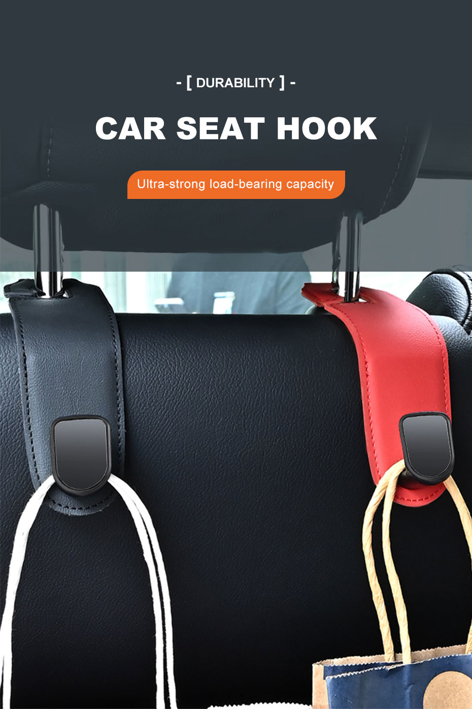 SEAMETAL Car Seat Headrest Hook Leather Hanger Hook for Car Back Seat ...