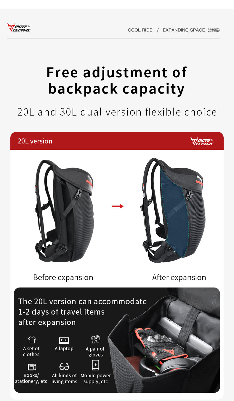 LED Motorcycle Backpack Luminous Gard Shell Men's Knight Shoulder Bag ...