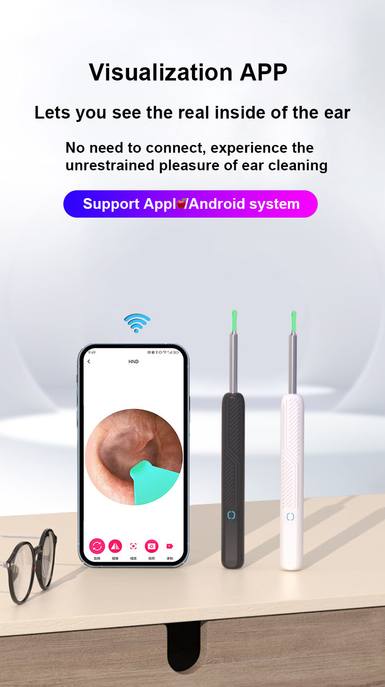 Wireless Smart Visual Ear Cleaner with Camera HD Ear Picker Otoscope ...