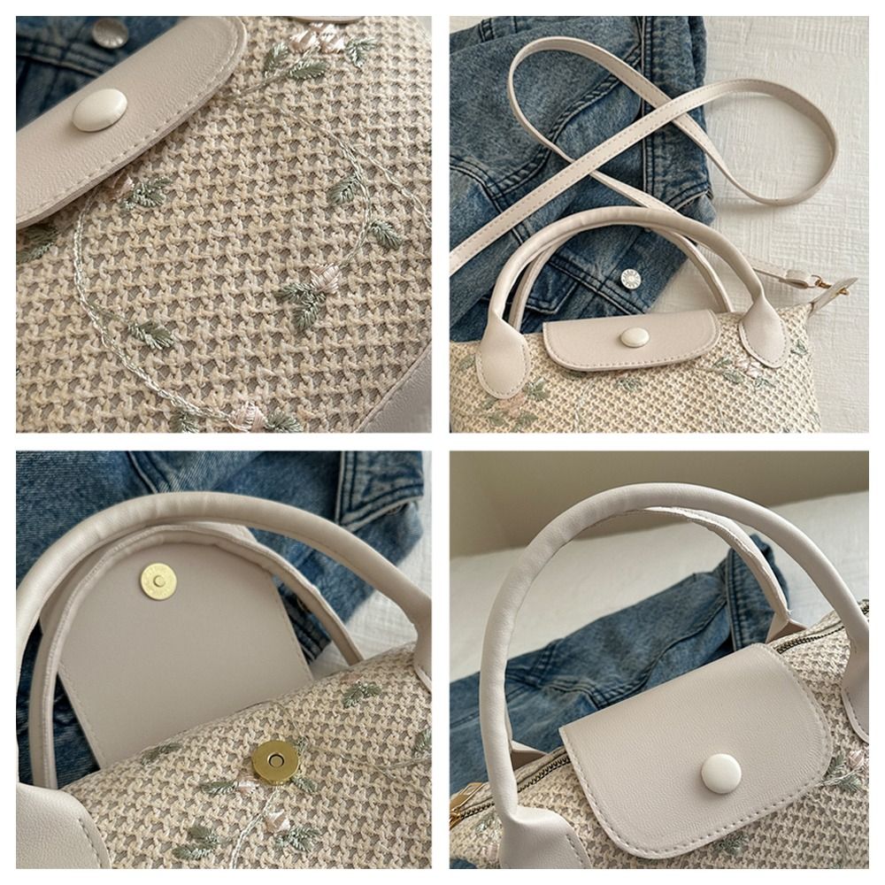 Woven Tote Bag For Women | Vegan Leather Crossbody & Shoulder Bag | Adjustable Strap | Inner Zipper Pocket - View #9
