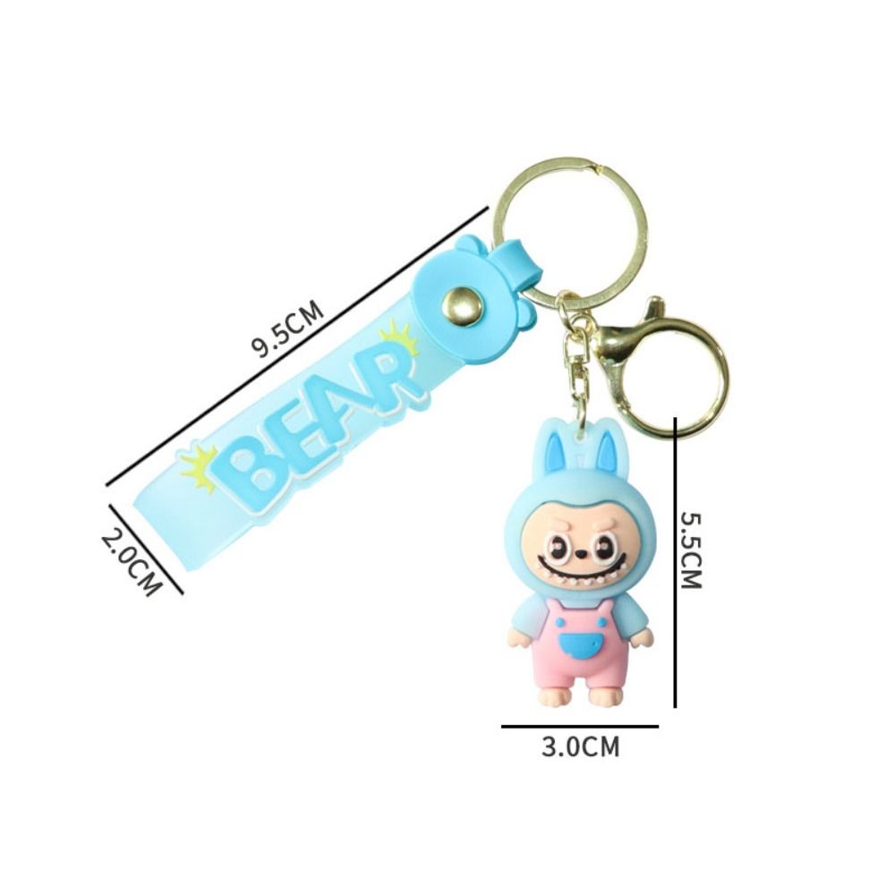 AOPHEKM Labubu Key Chain, Soft Rubber Keychain Small Key Rings Cartoon