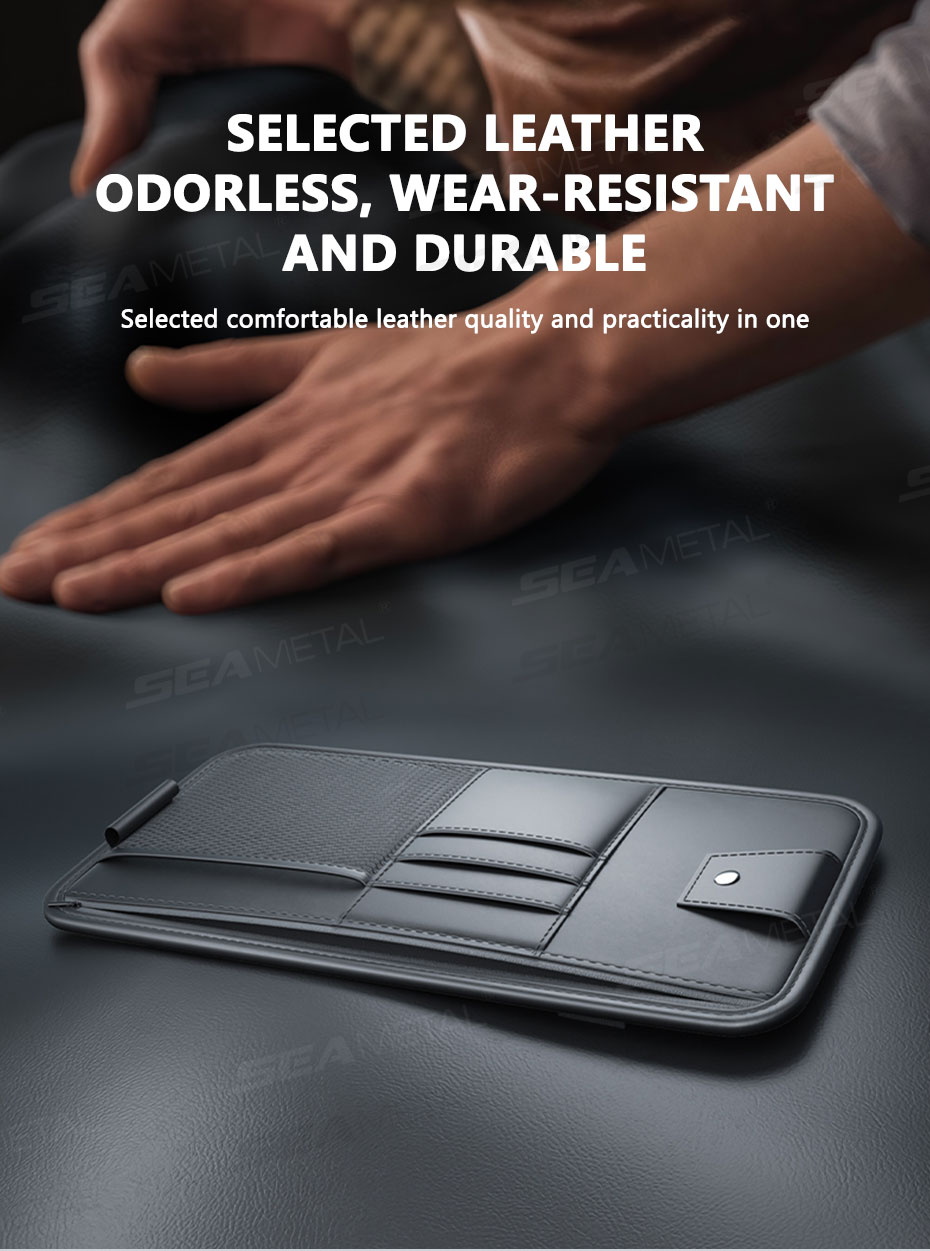 Khaki Universal Sun Visor Organizer Storage Pocket Pouch Bag Hook And Loop Tape Nylon For Suv Rv Truck