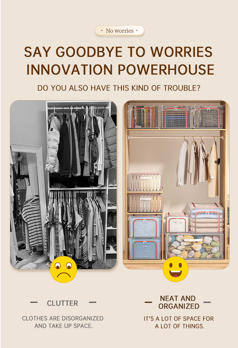 Foldable Wardrobe Clothes Storage Box Large Capacity Closet Organizer ...