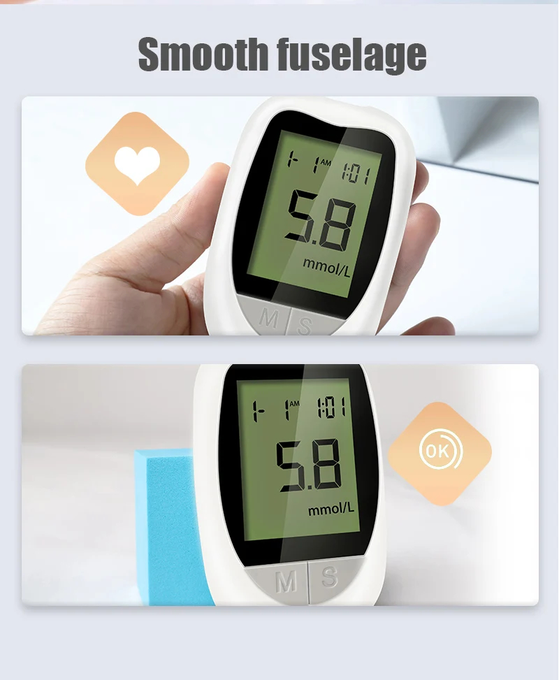 Blood Glucose Meter Kit Code Free Diabetes Test 50/100pcs