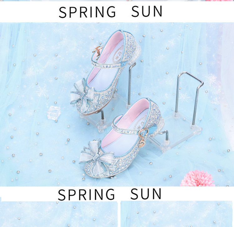 New Children Princess Shoes Girls Kids High Heels Crystal Rhinestone
