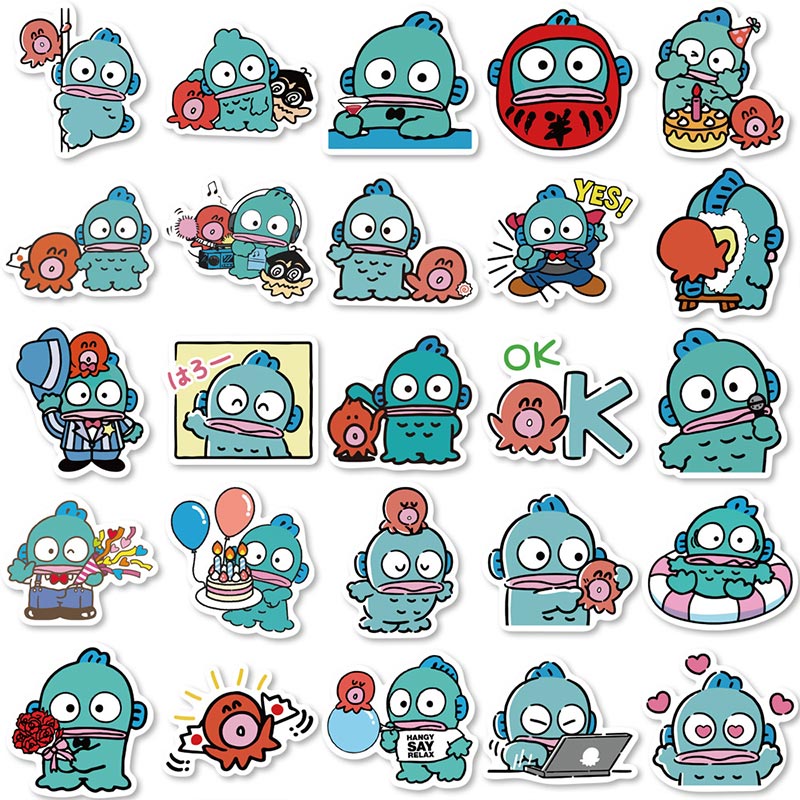 50pcs Sanrio Ugly Fish Hangyodon Anime Stickers Phone Laptop Car Bike ...
