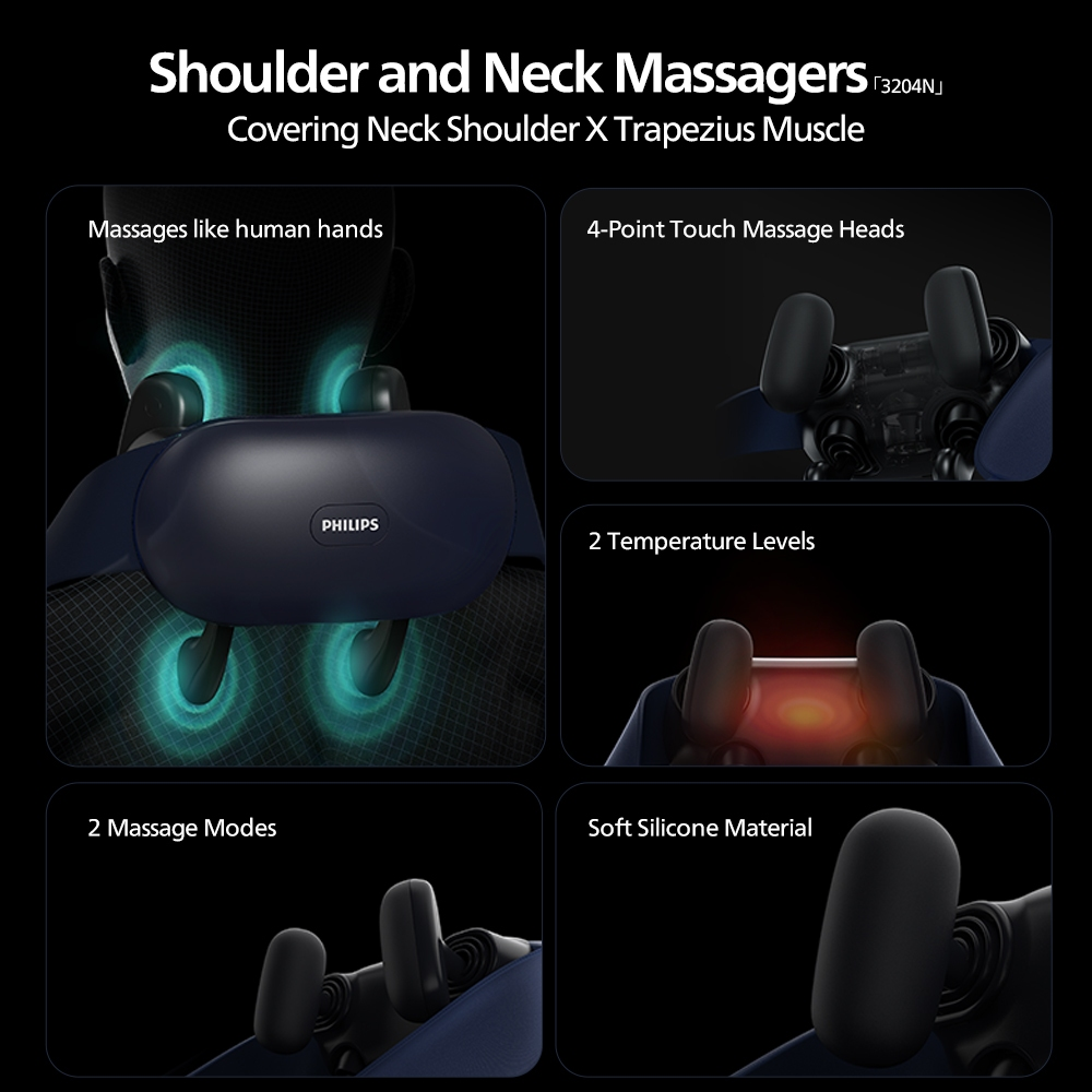 Philips Upgraded Neck and Shoulder Massager Heat Compress Wireless