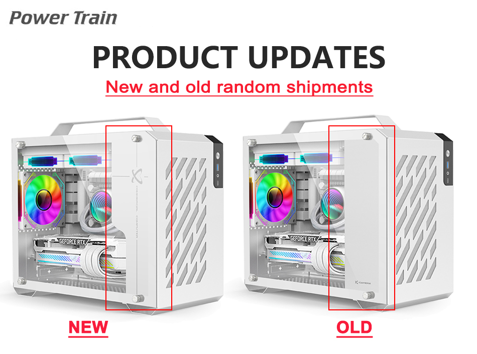 PowerTrain X200 MATX portable desktop computer glass side transparent ...