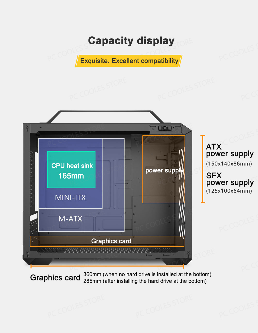 PowerTrain X200 MATX portable desktop computer glass side transparent ...