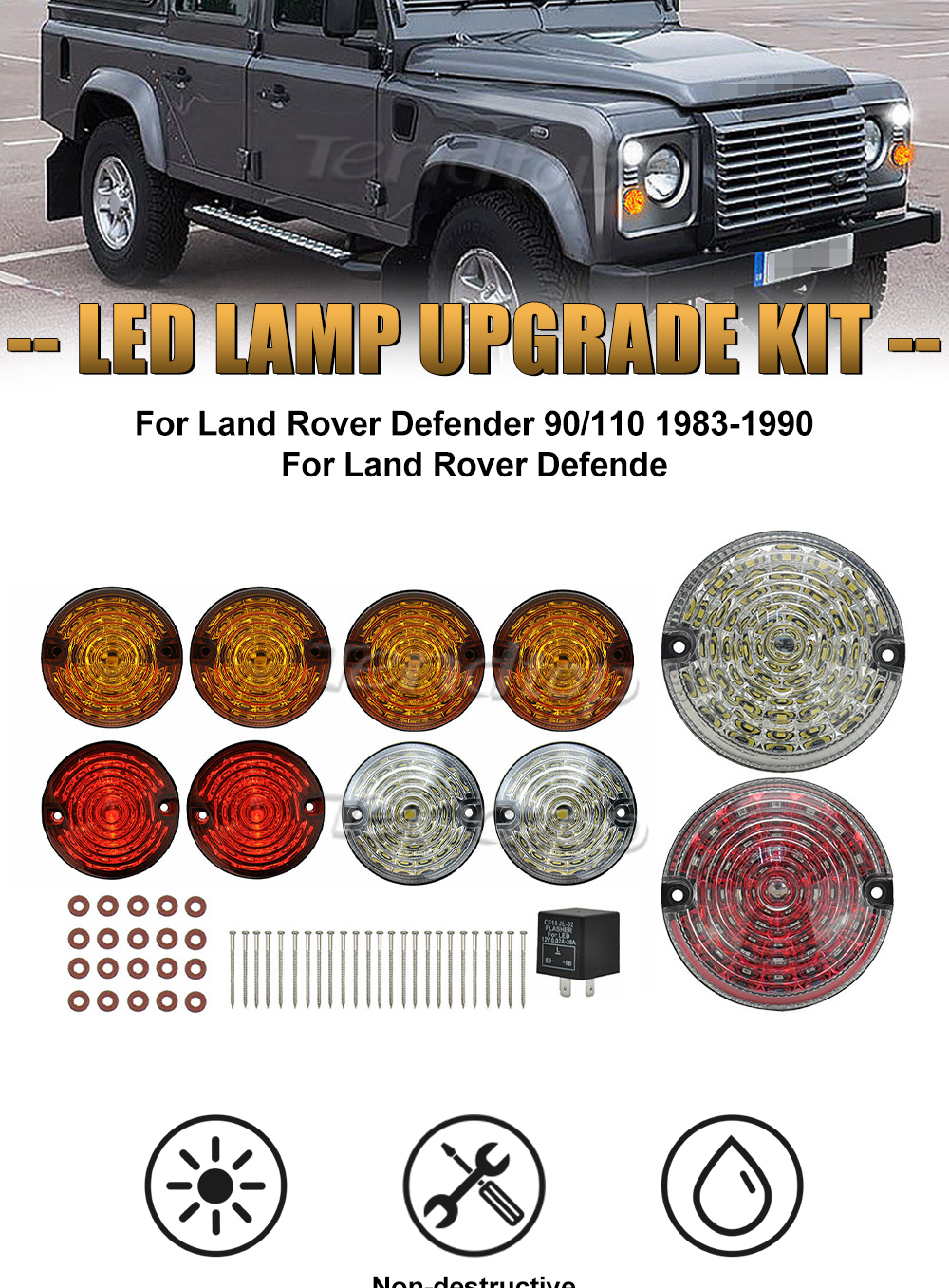 10/8 pcs LED Complete Update For Land Rover Defender 90 110 1990-2016 ...