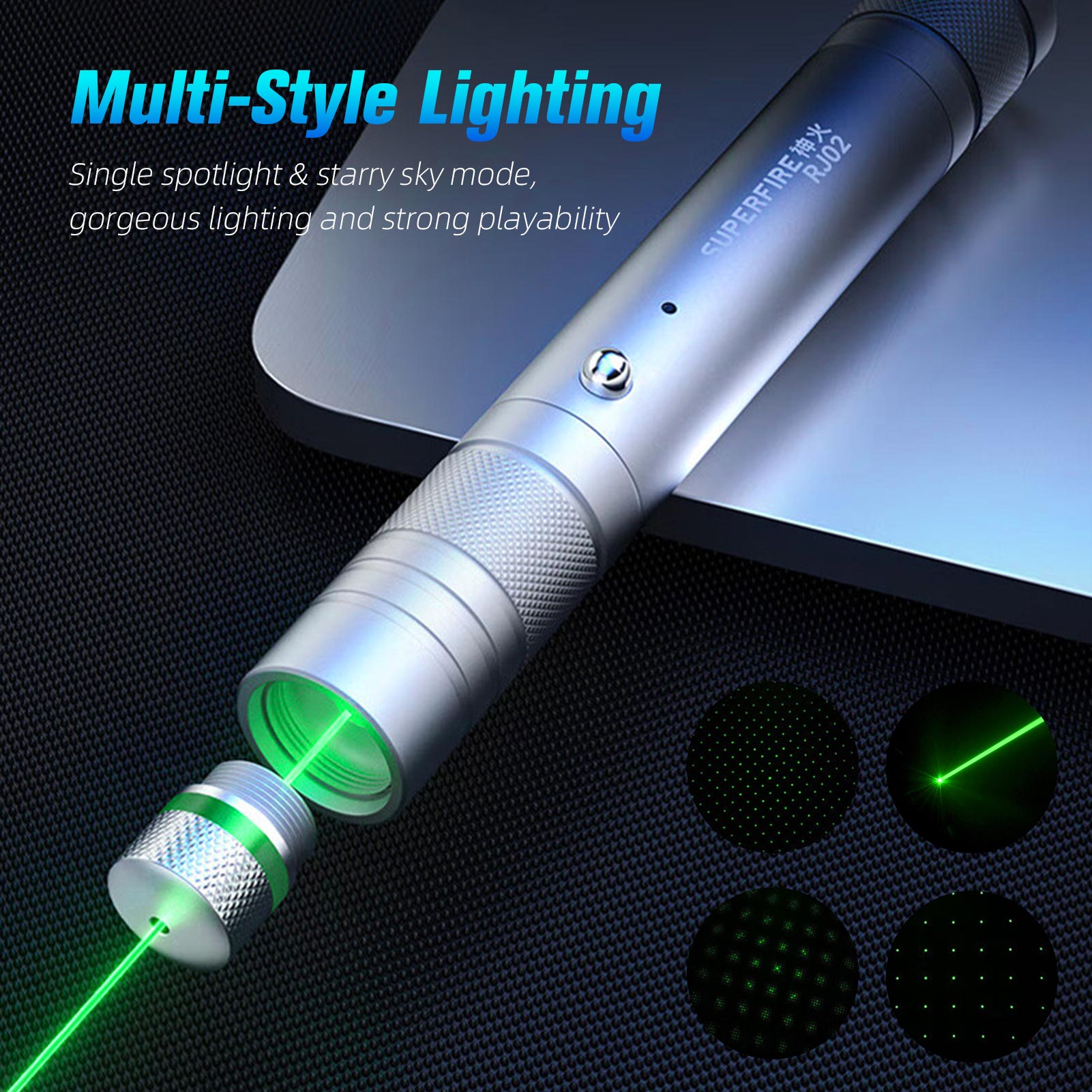 SUPERFIRE RJ02 Green Laser Torchlight Rechargeable Laser Pointer ...