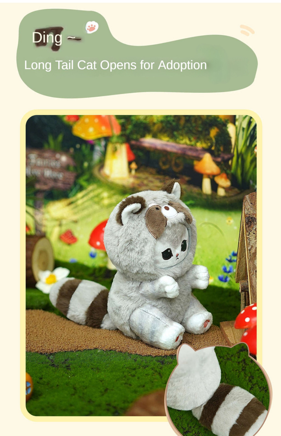 Genuine Mofusand long tail cat doll Sleep Hug Animal Series Plush Cute