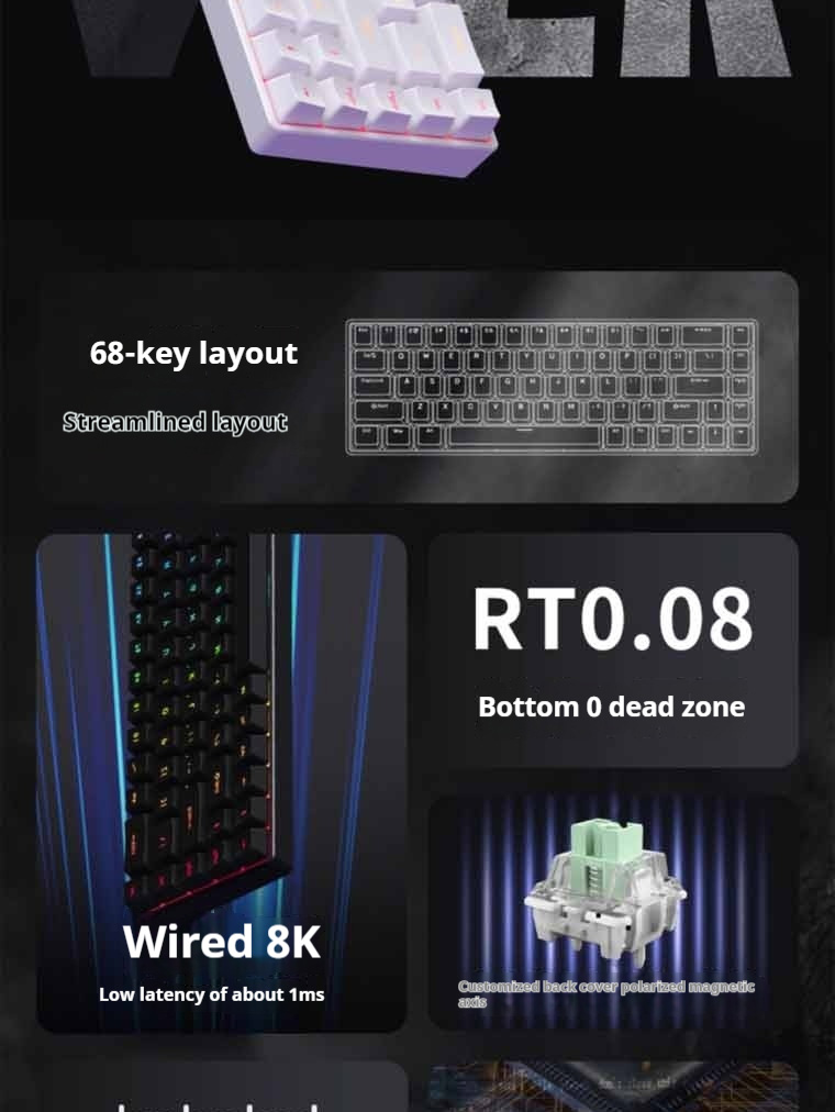 VTER Fighting 68 wired axis esports mechanical keyboard, 8k