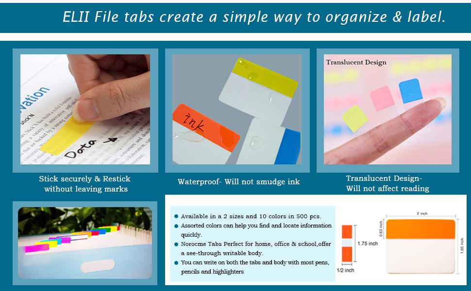 Post It Notes Sticky Index Tabs Book Page - 500Pcs 2 Inch Writable Colored 500pcs Repositionable Writable Page Markers Tabs For Books