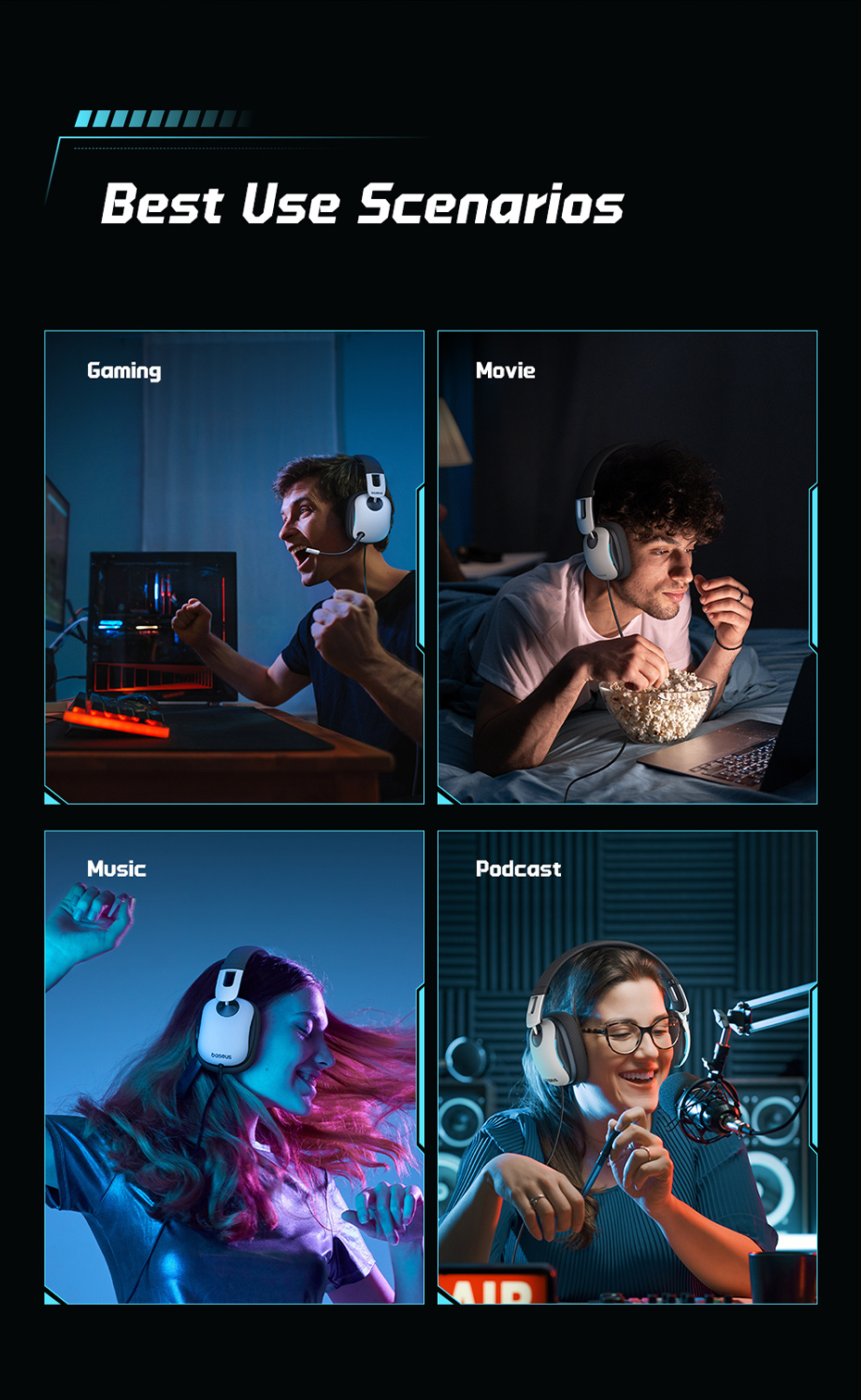 Baseus GoPlay 1+ Max Gaming Wired Headphones With Mic 7.1 Virtual ...