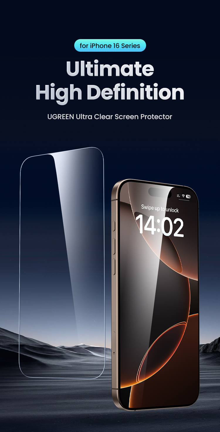 UGREEN Screen Protector For iPhone 16 Series Tempered Glass For iPhone