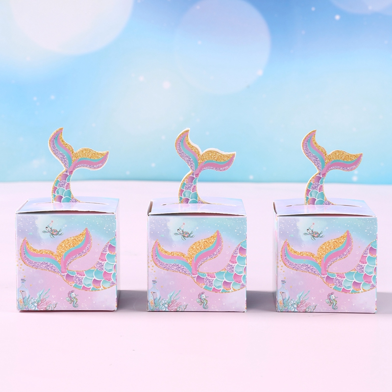 24pcs 3D Mermaid Candy Box Sequin Mermaid Tail Gift Box for Kids Snack ...