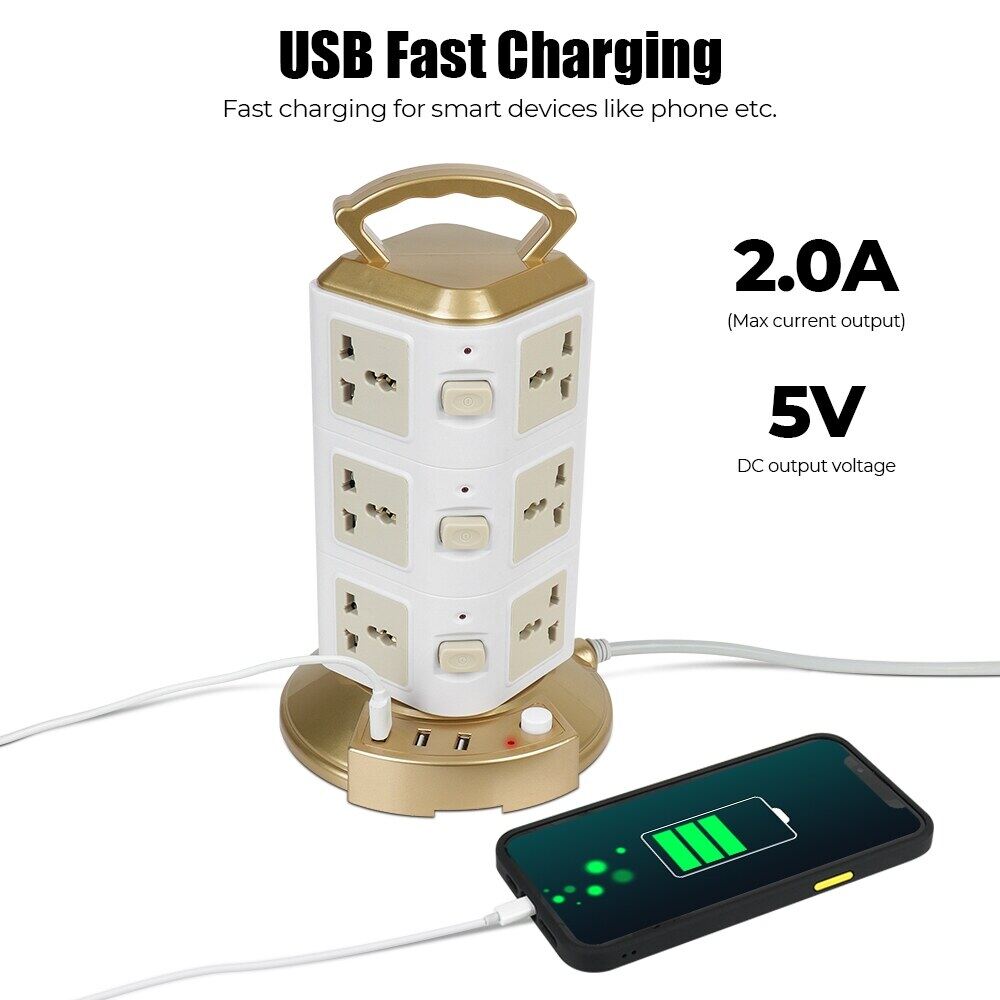 Multi-function tower socket Overload Protector 2500W Tower Multi Power ...