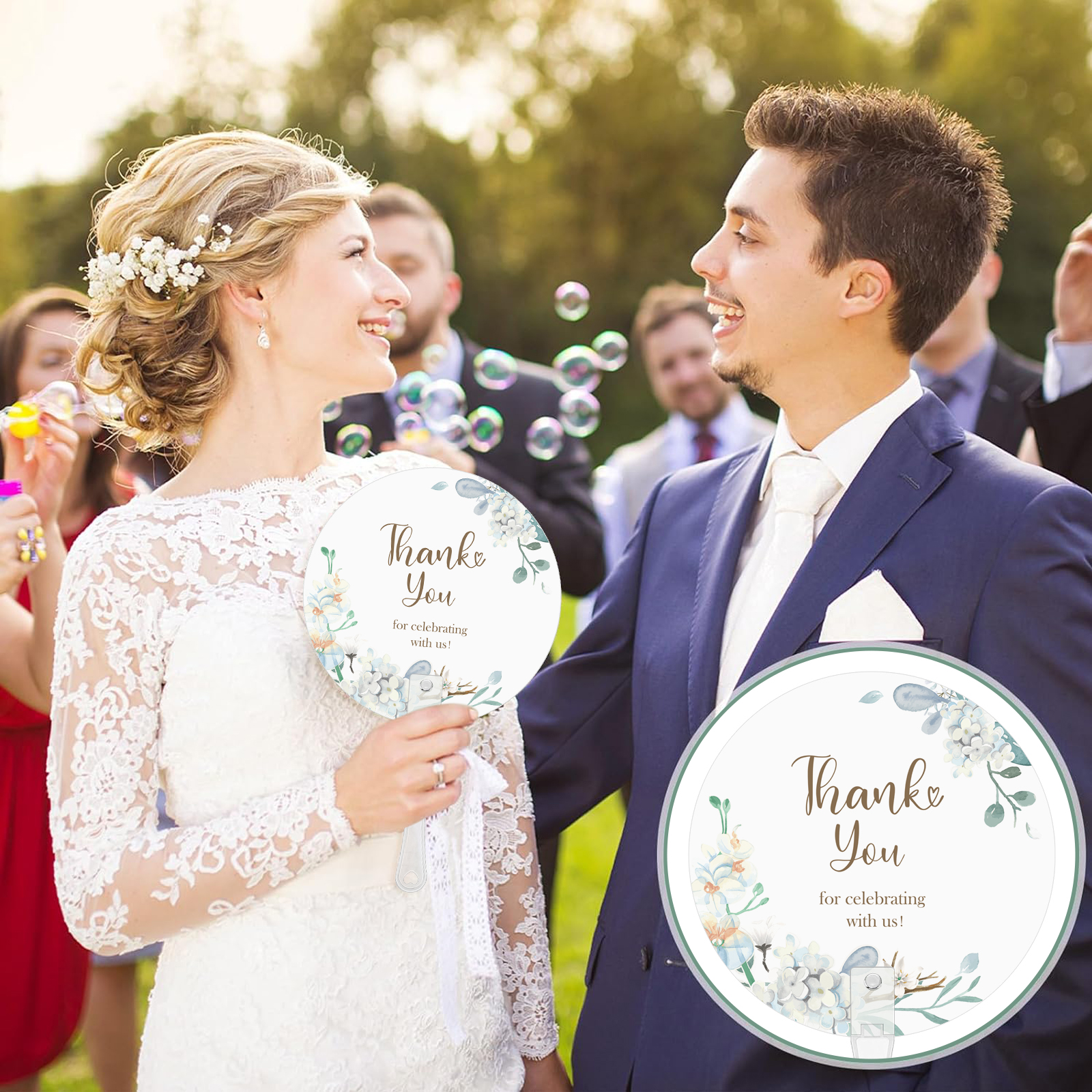 50 Pcs Wedding Hand Fans Bulk Plastic Handheld Wedding Favor Fans for
