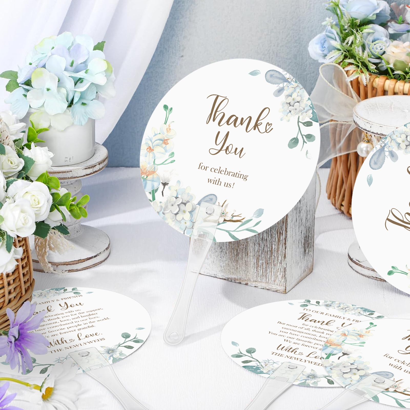 50 Pcs Wedding Hand Fans Bulk Plastic Handheld Wedding Favor Fans for