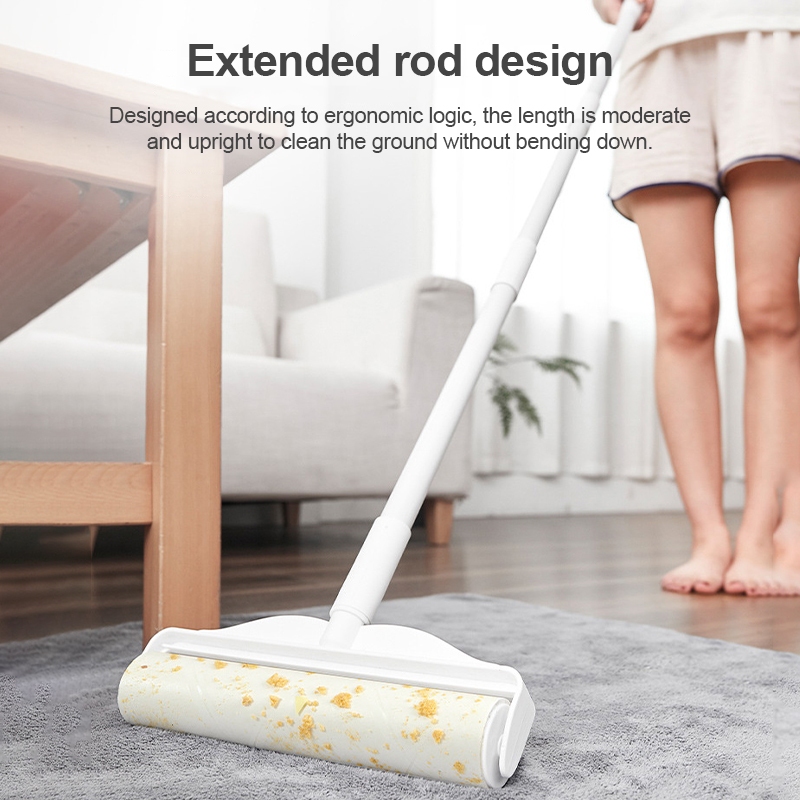 Stick+10 Roll 【24CM】Sticky Lint Roller Detachable Rod Floor Lint Roller ...