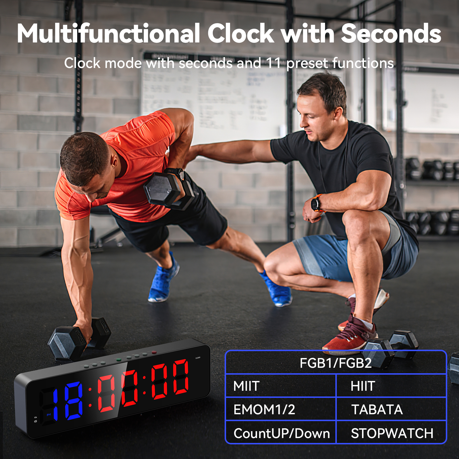 2 inch LED Gym Timer Digit with Remote Interval Workout Clock for Home ...