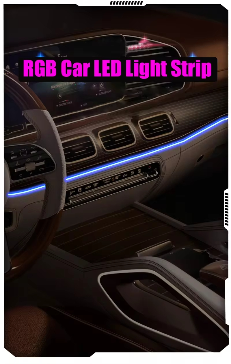 1/2/3/4/5M RGB Car Interior Ambient LED Light Strip Invisible USB Fiber ...
