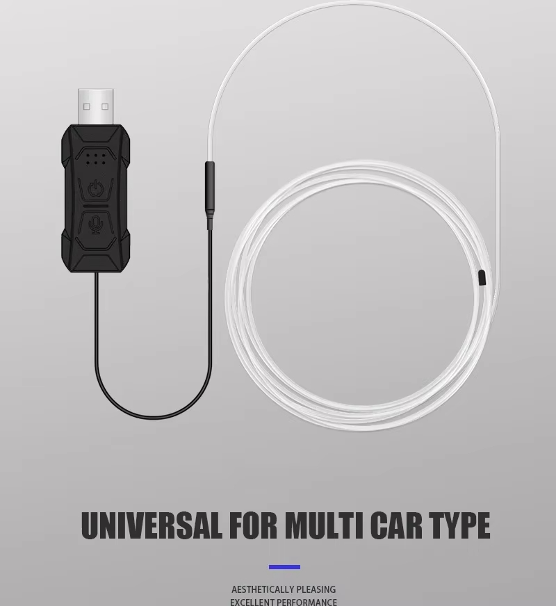 1/2/3/4/5M RGB Car Interior Ambient LED Light Strip Invisible USB Fiber ...