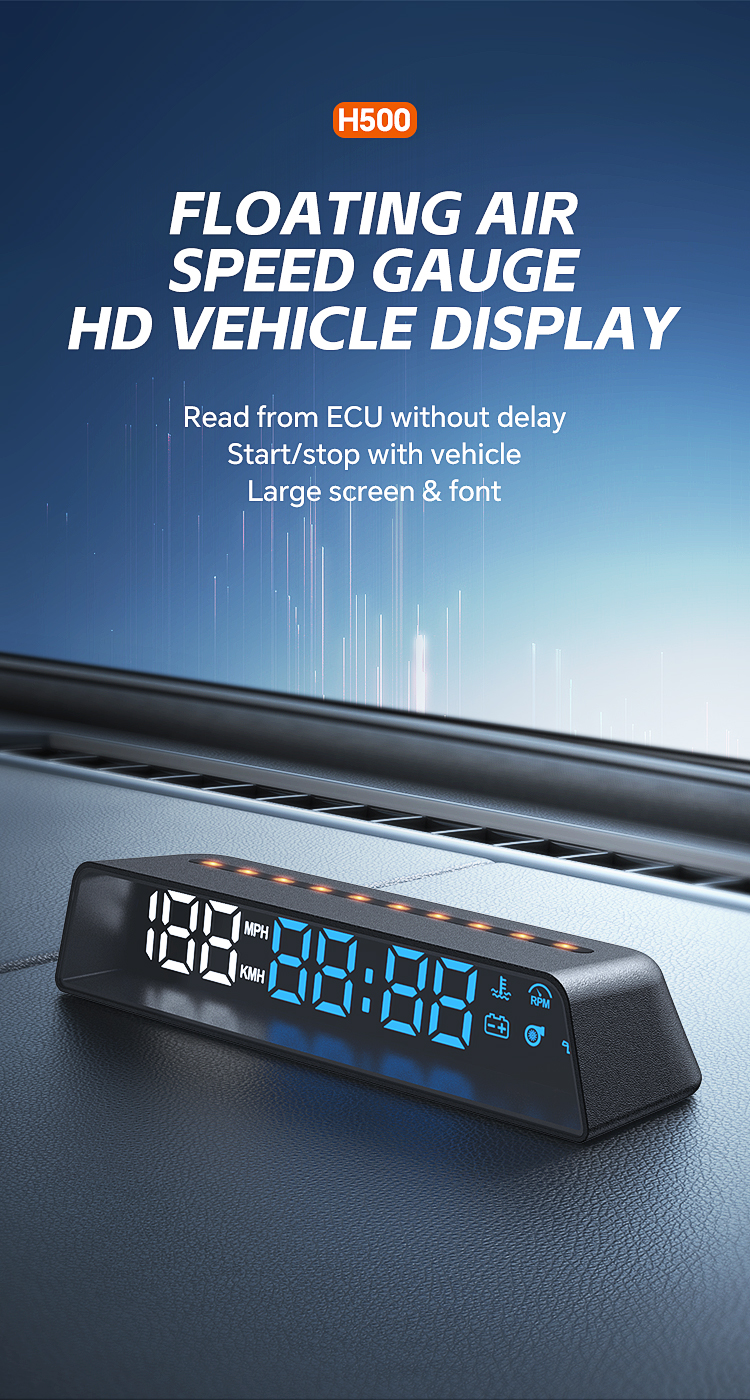 H500 Car HUD display OBD/vehicle speed/RPM/water temperature/voltage