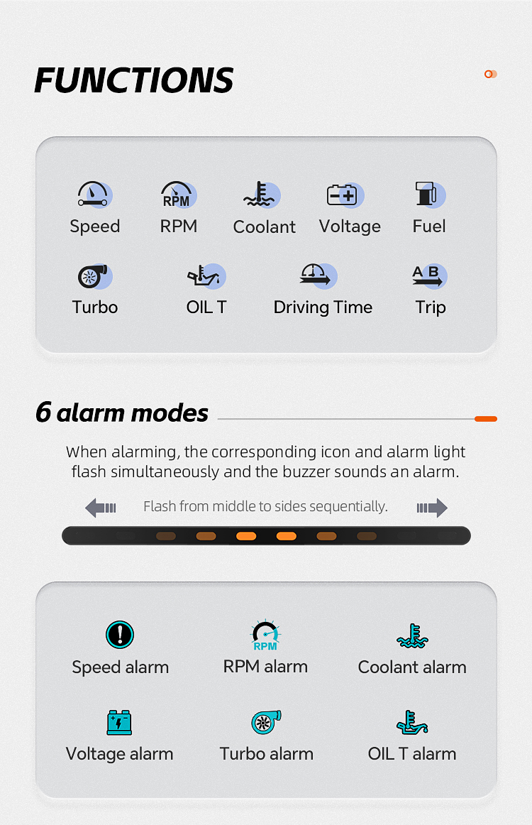 H500 Car HUD display OBD/vehicle speed/RPM/water temperature/voltage
