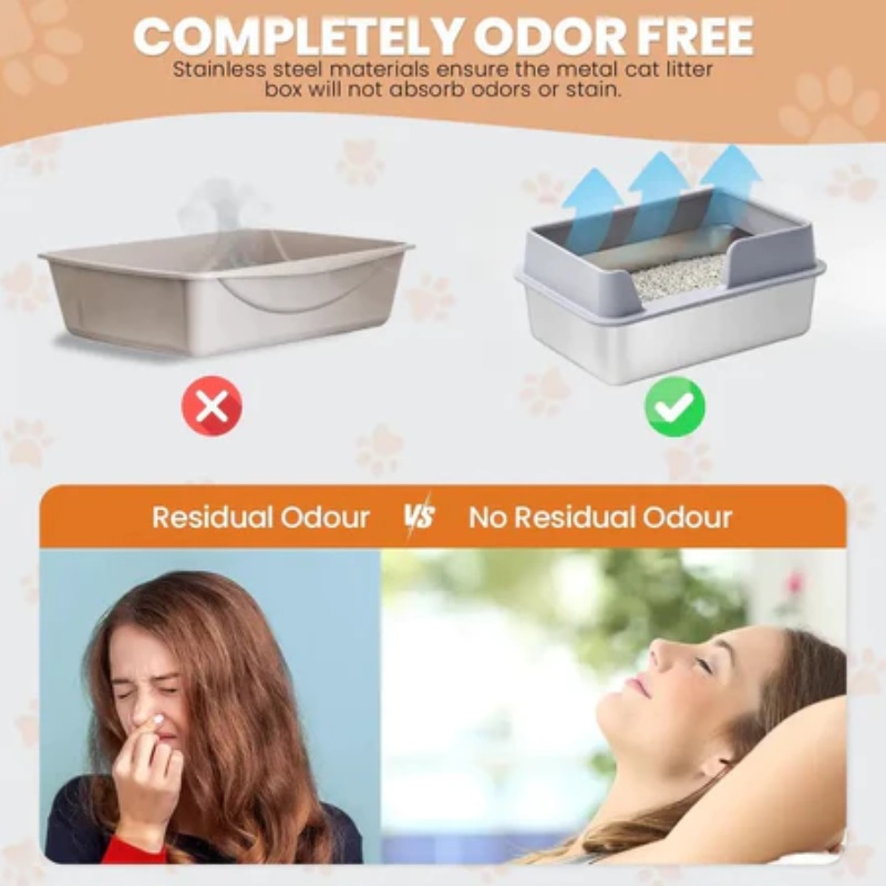 NEW Extra Large size litter box, stainless steel, height 30cm, recessed