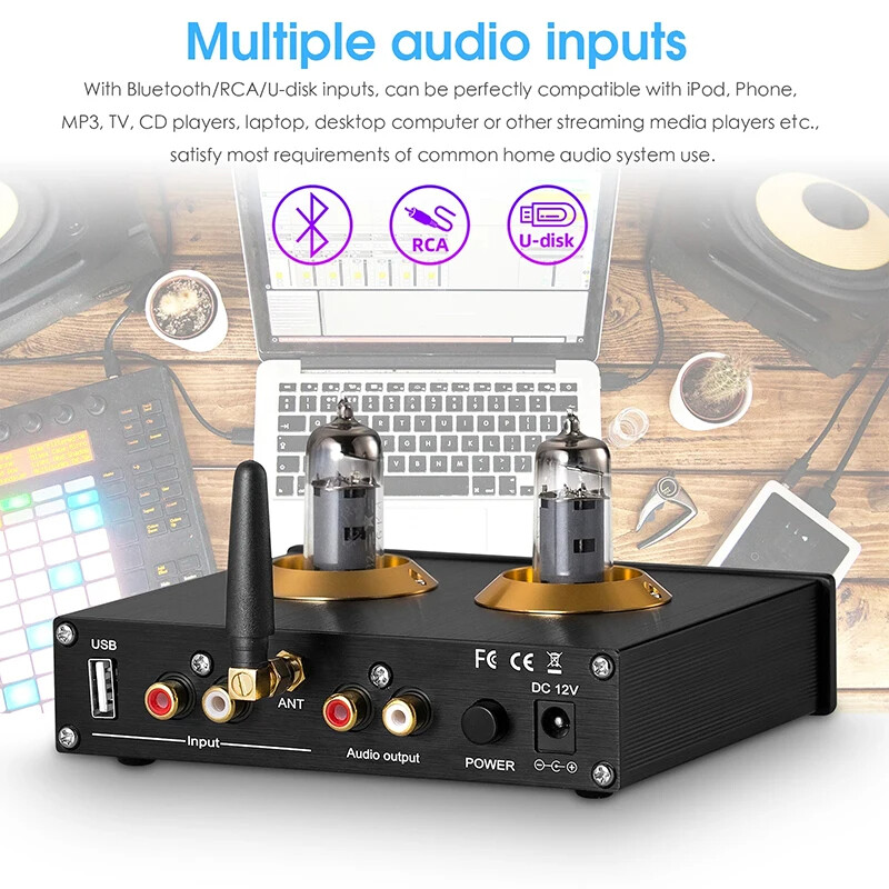 Audiophile Tube Preamplifier 6K4 Tube Bluetooth 5.0 USB Input ...