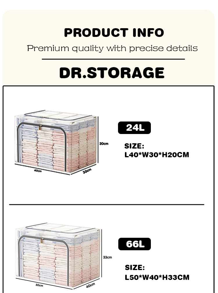 DR.STORAGE 24L/66L/100L Foldable Storage Box Organizer Kotak Baju ...