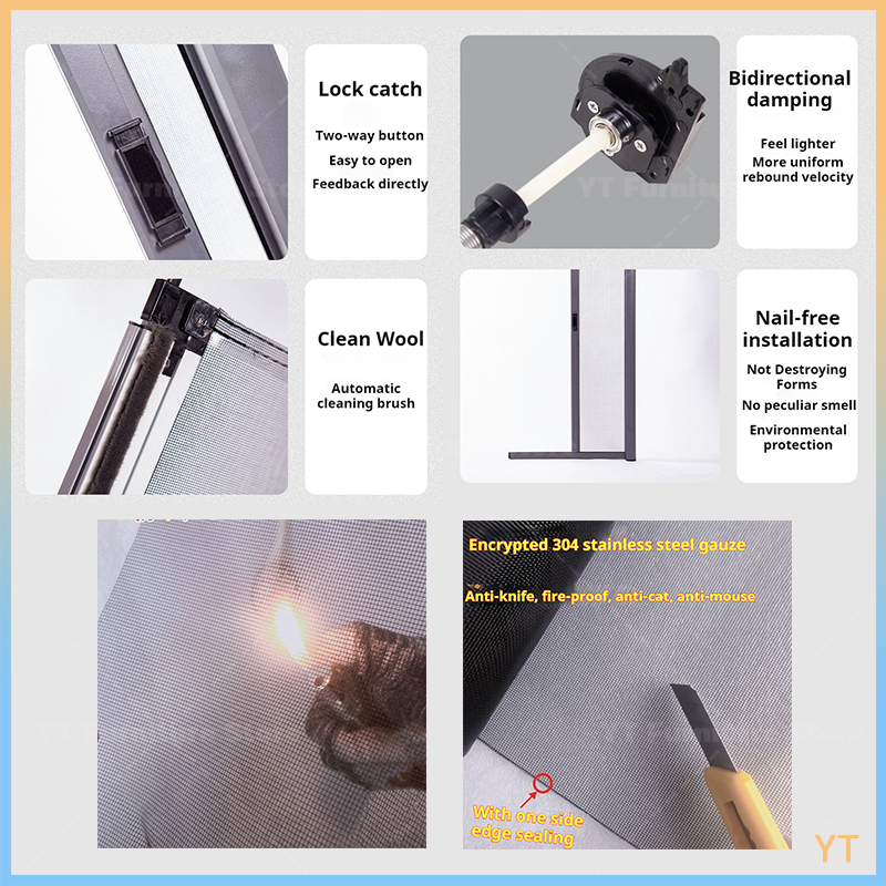Invisible Screen Window Retractable Push-Pull Roll Up Down Customized ...