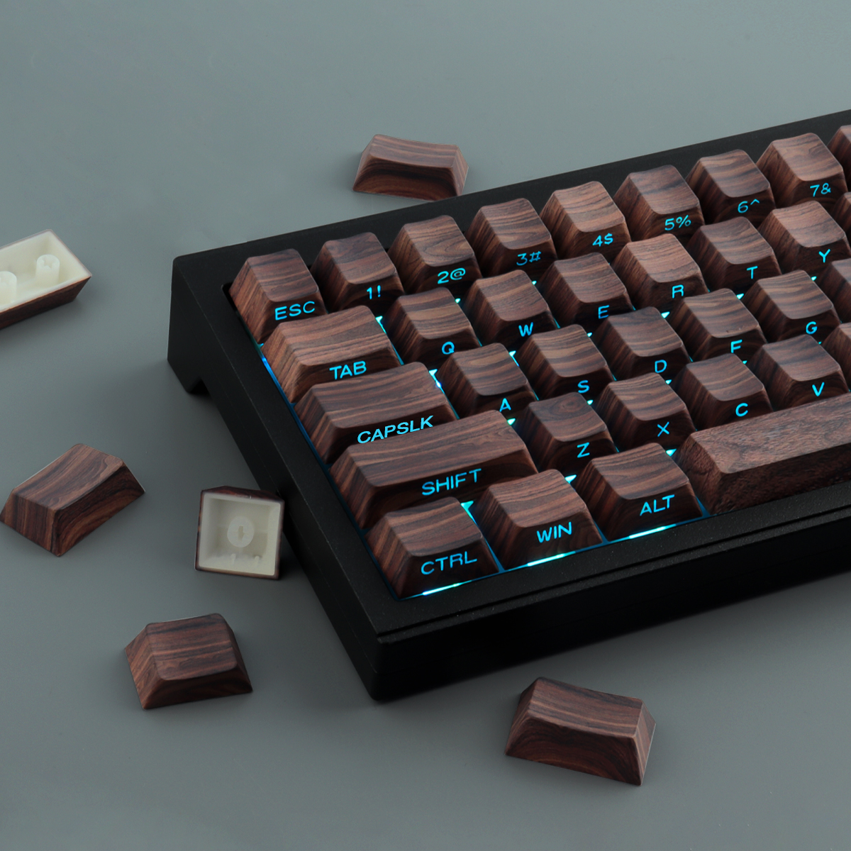 Wood grain side transparent keycap 136 key PBT CHERRY Two-color molding ...