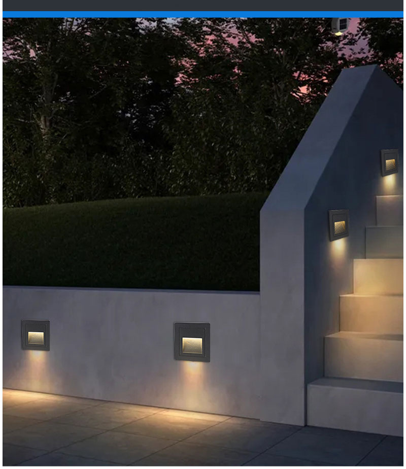 Outdoor LED Wall Foot Light Square Side Mounted Staircase Corner Step ...