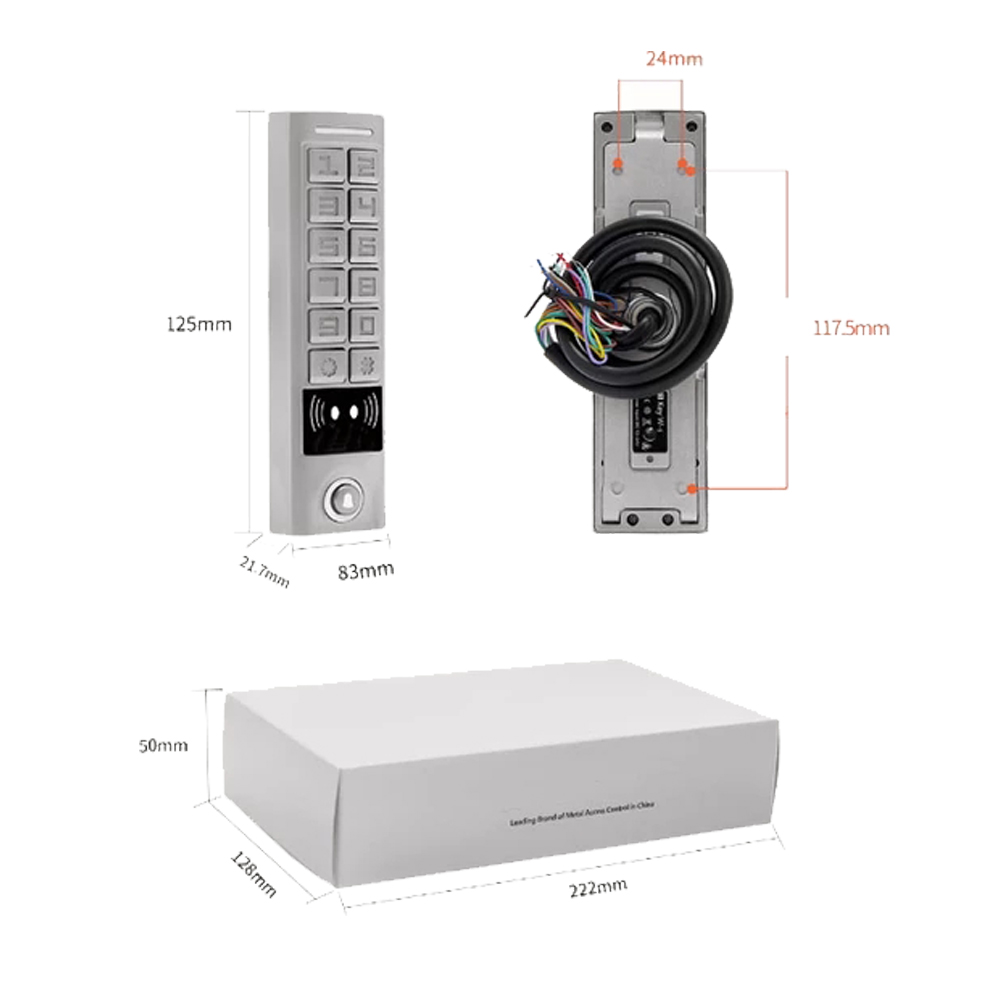 Smart Card Access Control Reader Metal Waterproof Standalone 125KHZ ...
