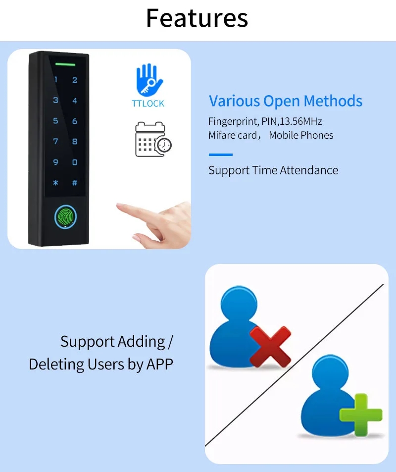 Fingerprint Access Control Keyboard or Doorbell Keypad TTLock App