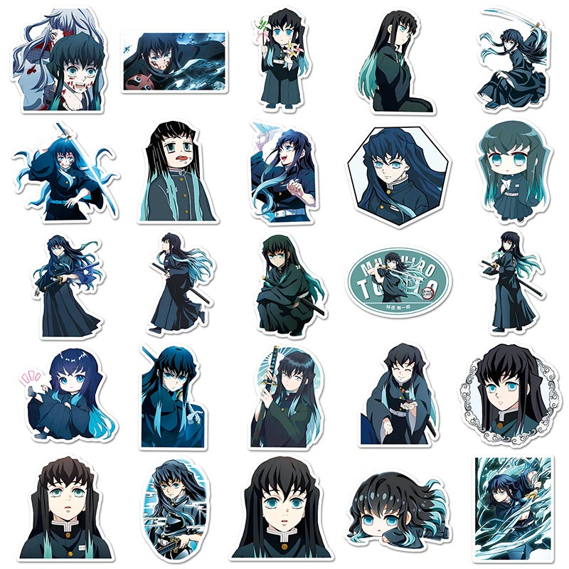 50pcs Anime Demon Slayer Sticker Cartoon Tokitou Muichirou Graffiti Kid ...