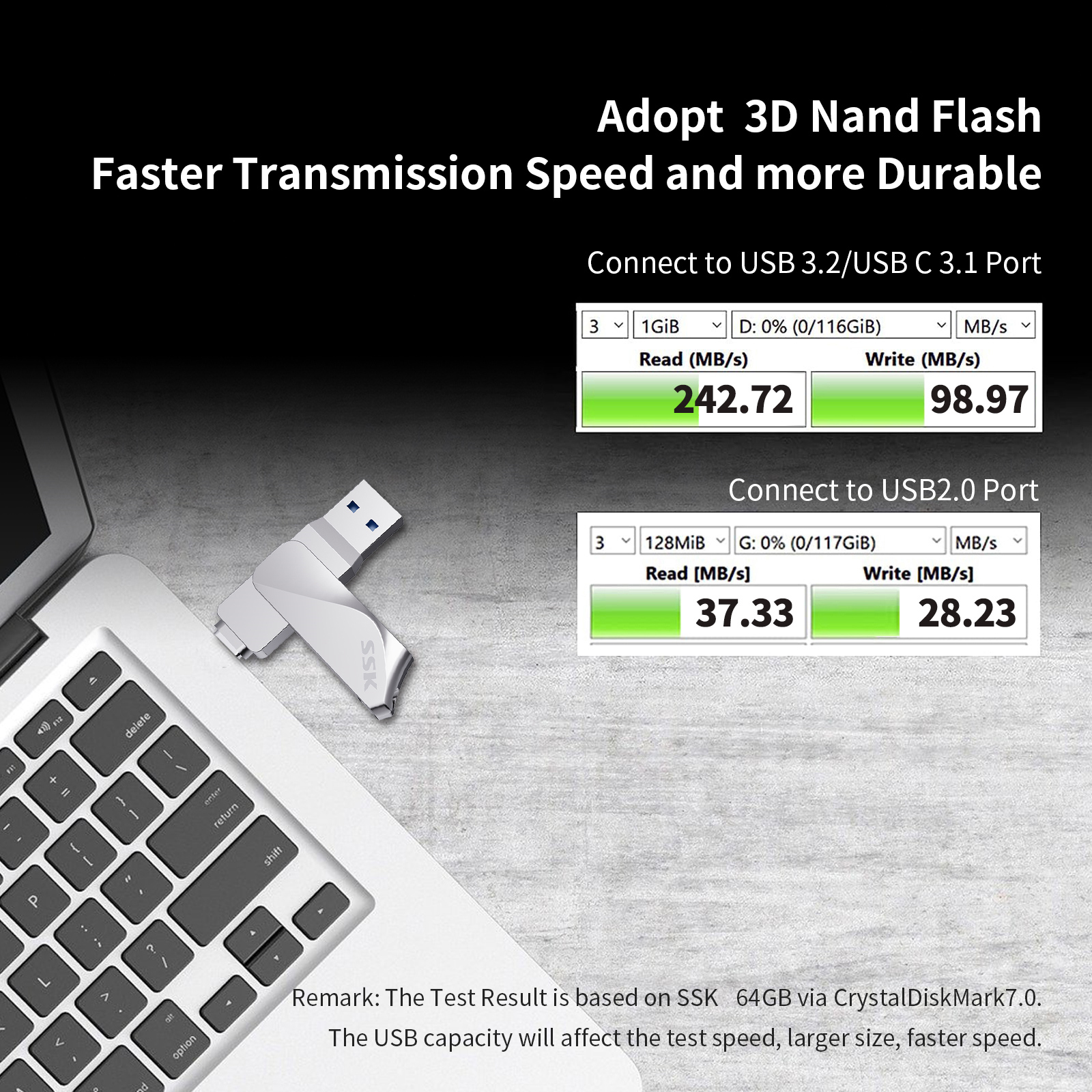 SSK 220MB/s 128GB Flash Drive TYPE C OTG Flashdrive USB3.2 128GB USB C