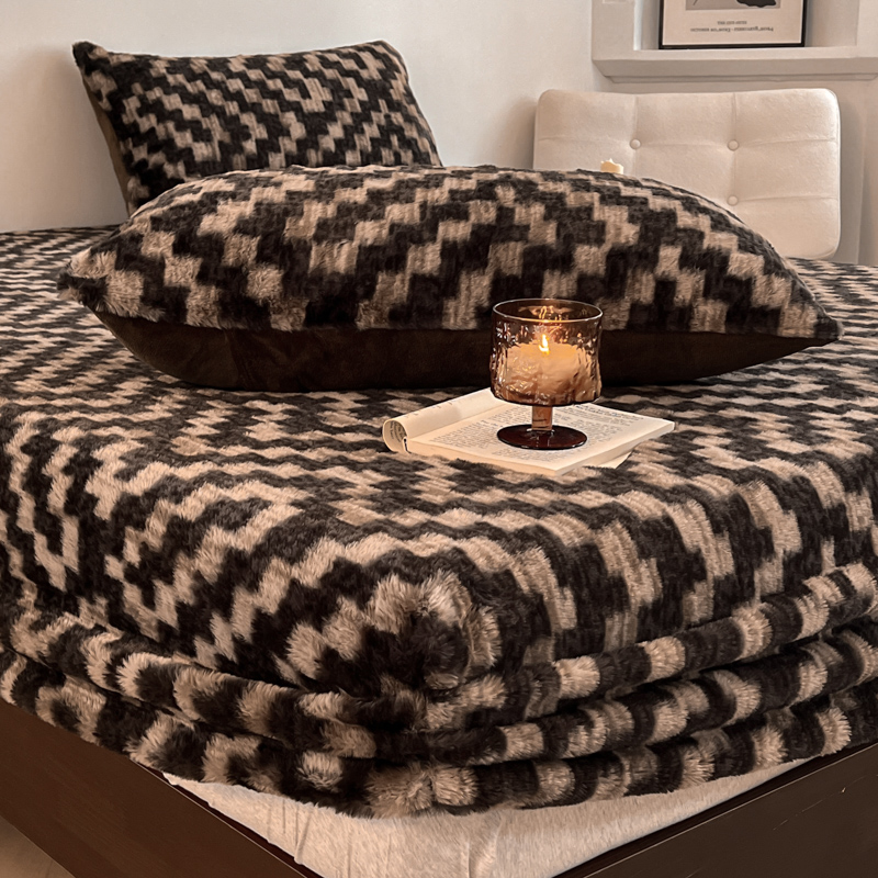 Sexy leopard print printed thick milk fleece Fitted Sheet Super Single