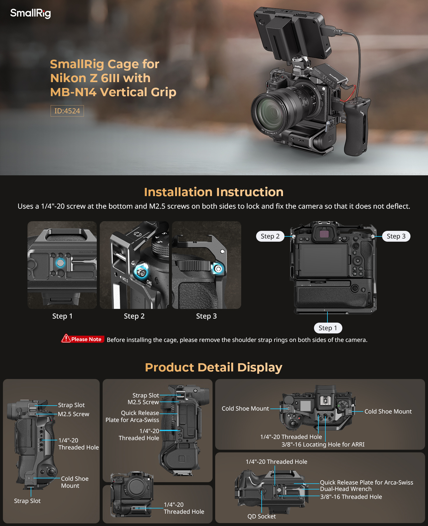 SMALLRIG Night Eagle Cage Per Nikon Z6 III – Gabbia In Alluminio Con Piastra Arca-Swiss, Cold Shoe E Attacchi Multipli