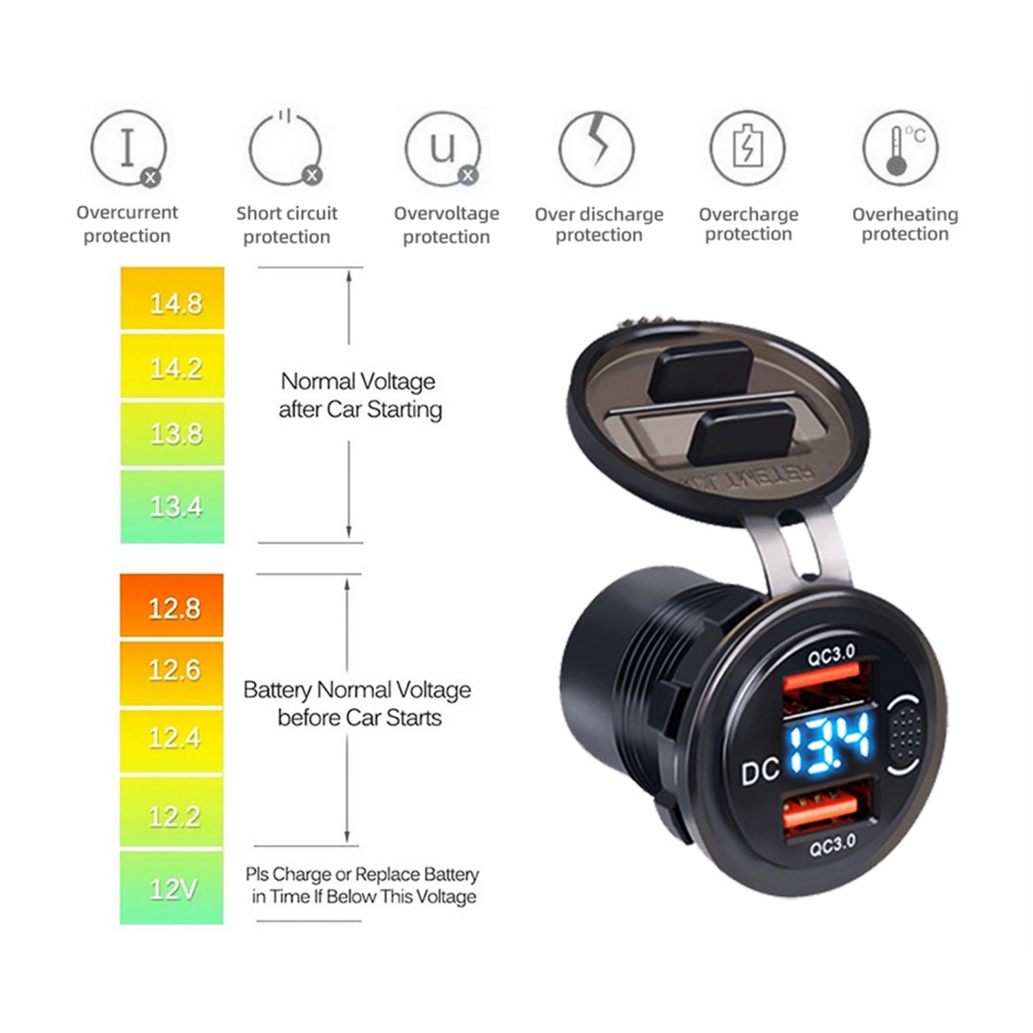 Alloy Motorcycle Cell Phone Mount With USB Quick Charger 3.0 Mount Accessories Fast Charging For 4-7 Inch Cellphones
