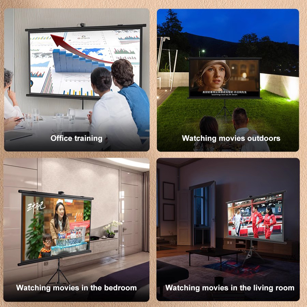 Projector Screen 60/72/80/100 inch HD Projection Screen Tripod Home ...