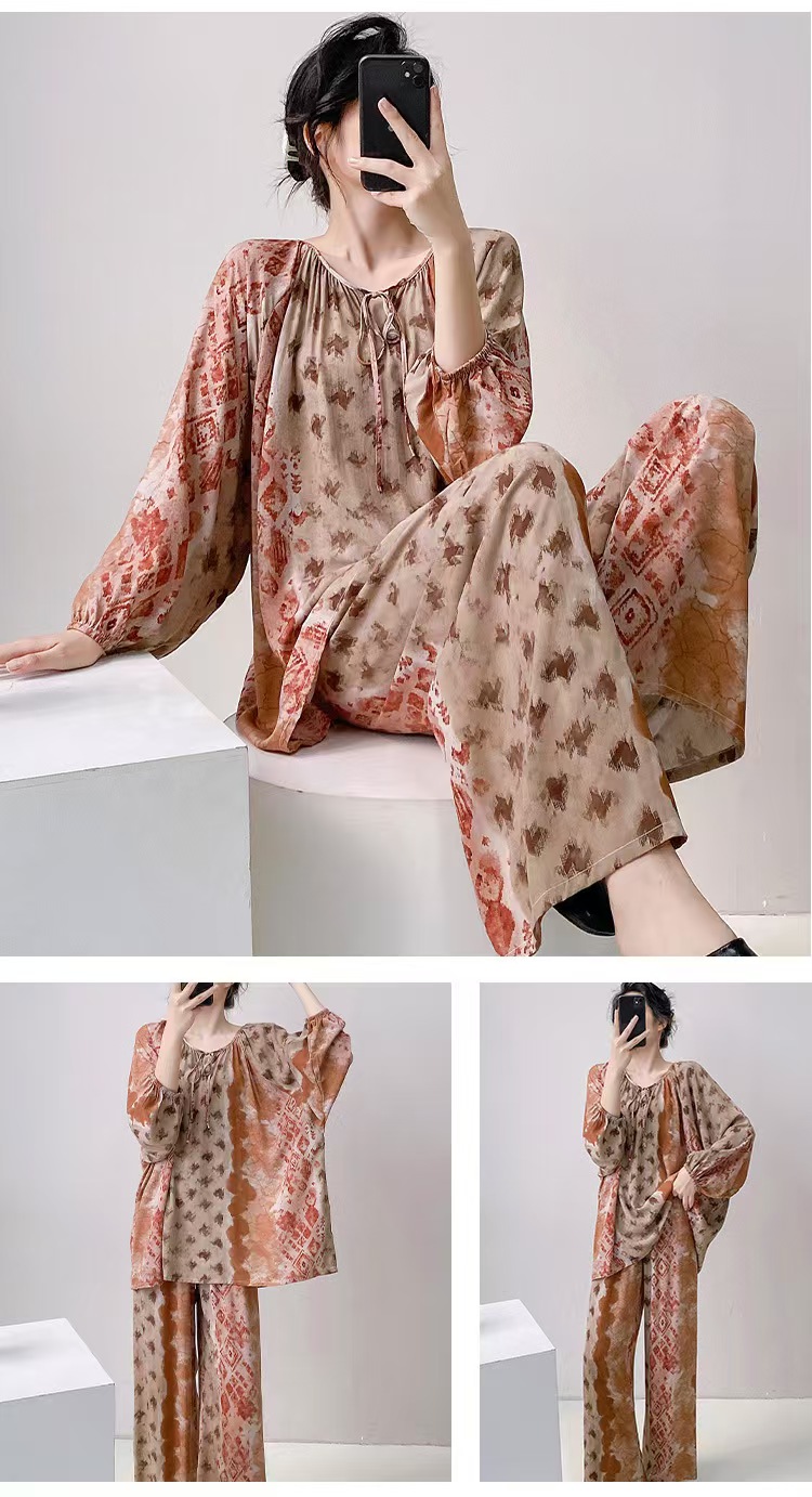 ULEZUAR women's nightwear Couple Pajamas Spring And Autumn Round